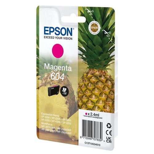 Epson 604 Singlepack - 2.4 Ml - Magenta - Original - Blister - Cartouche D'encre - Pour Expression Home Xp-2200, 2205, 3200, 3205, 4200, 4205; Workforce Wf-2910, 2930, 2935, 2950