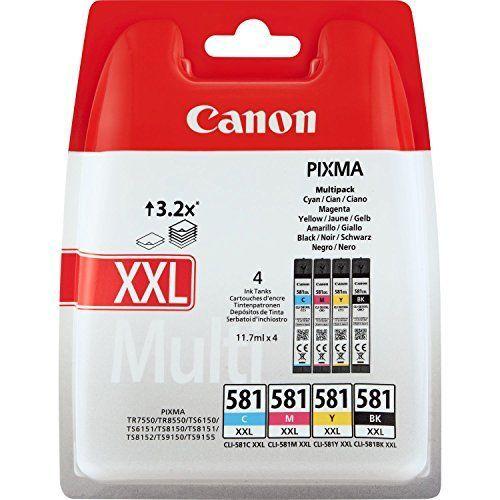 Canon Cli-581xxl - Pack De 4 Cartouches D'encre Haute Capacit - Noir, Cyan, Magenta, Jaune (Cli-581 Xxl)