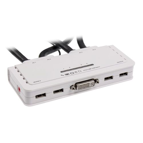 Inline Kvm Switch, 4-fach Dvi-d Mit Audio