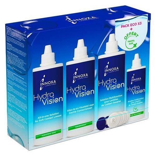 Innoxa Hydravision Solution Multifonction Pour Lentilles Pack co 3 X 360ml + 100ml Offert