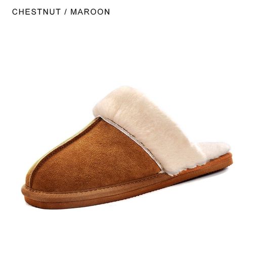 Inoe Vache Daim Cuir Peluche Fourrure Doubl Femmes Dcontract Hiver Pantoufles Demi Intrieur Maison Chaussures Chaud Confortable Maison Loisirs Appartements - 14