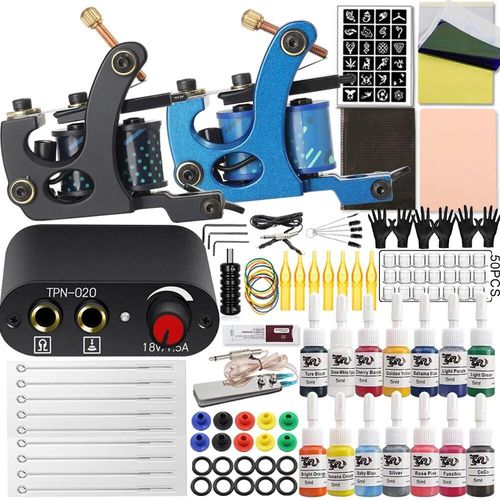 Inporter Coils Tattoo Kit,Liner Shader Coil Machines Set,Alimentation,Encres,Pigment Tattoo Grossier Les,Mayor Inner Set - Type 2 Machines Kit 2