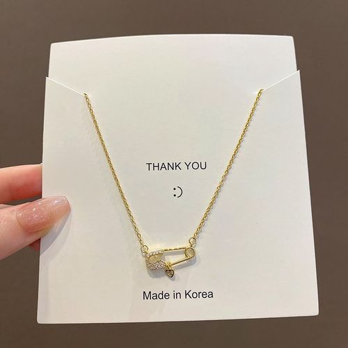 Ins Style Design Pin Collier En Acier Au Titane Femmes Lumiere Luxe Temprament Micro-Incrust Zircon Pendentif Clavicule Chane Accessoires-Sw-X073 Or