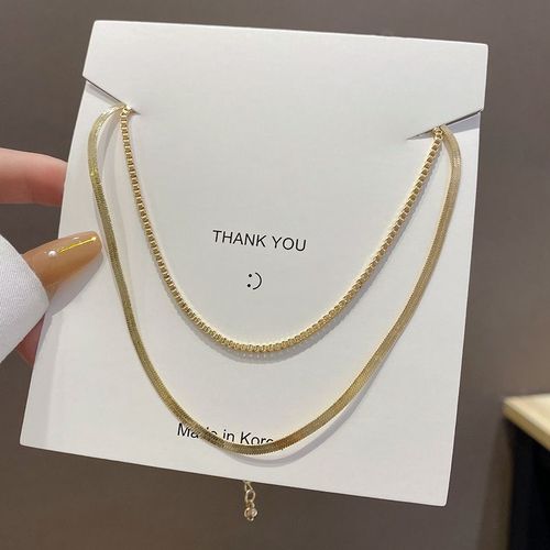 Ins Vent Empil Chane En Os De Serpent Collier Design De Niche Sens Double Couche Clavicule Chane Femme Simple Personnalit Collier Mare-Or