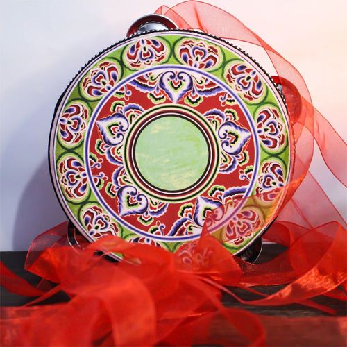 Instruments De Musique Ethniques Pour Enfants,Tambour  Main Dunhuang,Performance Sur Scne,Style Chinois Classique,Impression De Motifs Vintage,6 Po #O