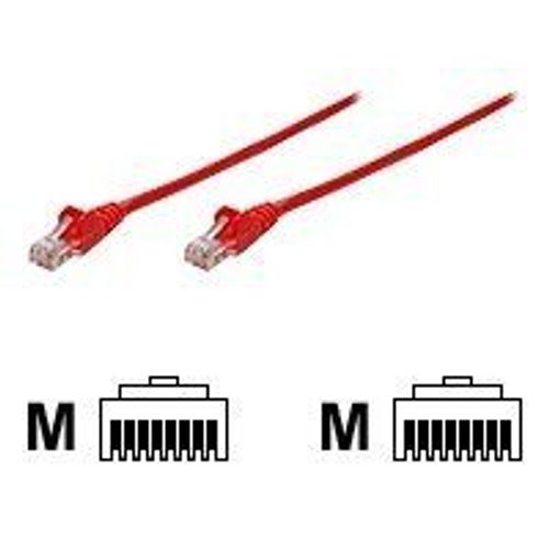 Intellinet Network Patch Cable, Cat5e, 5m, Red, CCA, U/UTP, PVC, RJ45, Gold Plated Contacts, Snagless, Booted, Lifetime Warranty, Polybag - Cordon de raccordement