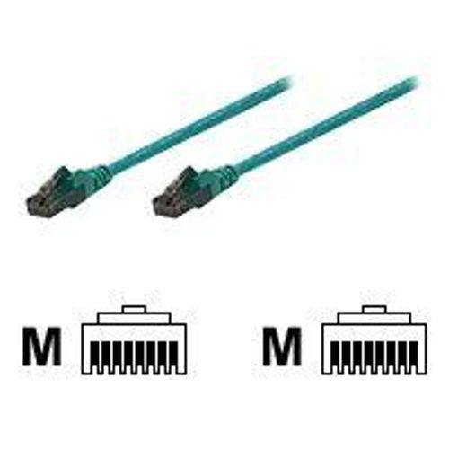 Intellinet Network Patch Cable, Cat6, 5m, Green, CCA, U/UTP, PVC, RJ45, Gold Plated Contacts, Snagless, Booted, Lifetime Warranty, Polybag - Cordon de raccordement