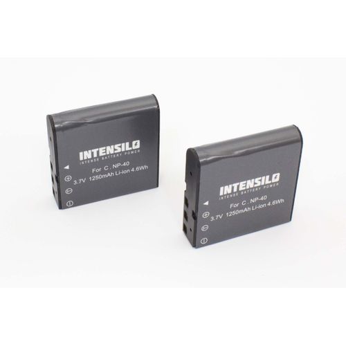 INTENSILO 2 x Li-Ion Batterie 1250mAh (3.7V) pour camra vido, camscope Casio Exilim EX-FC100, EX-P600, EX-P700, EX-Z100, EX-Z1000 comme NP-40.