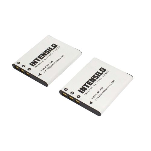 INTENSILO 2 x Li-Ion Batterie 630mAh (3.7V) pour appareil photo, camra Casio Exilim EX-S200, EX-S200BE, EX-S200BK, EX-S200EO comme NP-120.