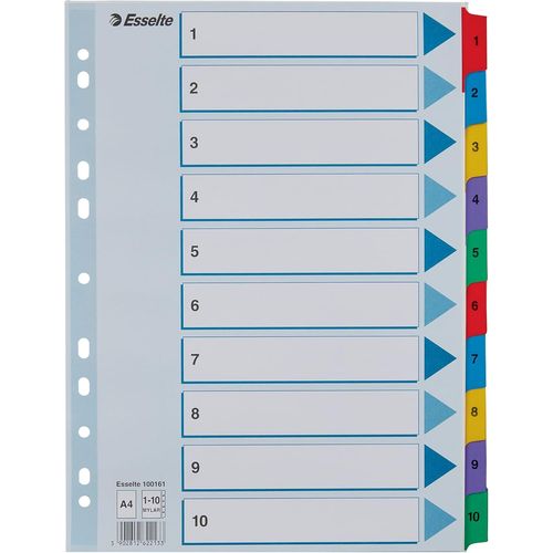 Intercalaires A4 1-10, Touches Et Bande Perfore Renforces En Mylar, Carton Rsistant, Bleu, 5 Onglets Avec Table Des Matires