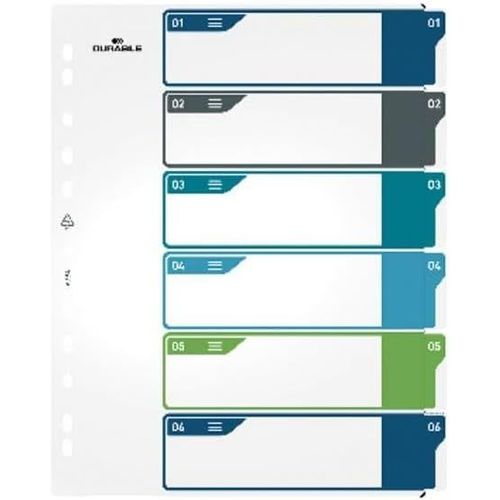 Intercalaires Imprimables Translucides A4+ 6 Onglets - Multicolore - 1 Pice