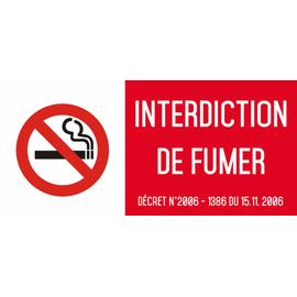Interdiction interdit de fumer L.200 x H.100 mm Autocollant vinyl waterproof 