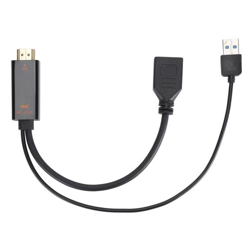 Interface multimédia HD vers câble adaptateur DisplayPort avec alimentation USB 3840x2160 60Hz câble adaptateur vidéo de 9,8 pouces de longueur