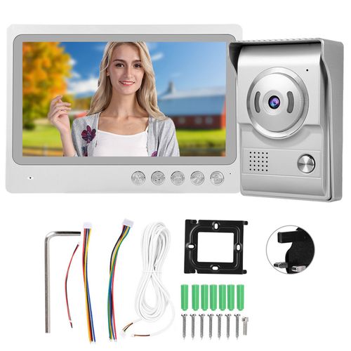 Interphone Video Filaire 9 Pouces Avec Wi-Fi, Etanche Ip55, Vision Nocturne, Prise De Vue, Enregistrement, Systeme D'entree 100-240 V, Prise Britannique