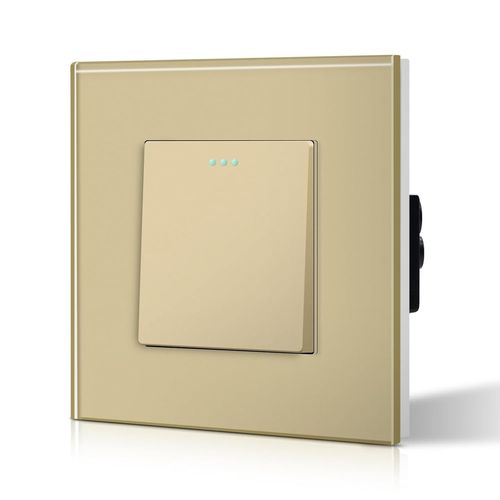 Interrupteur  Bascule Bouton Poussoir Applique Murale Interrupteur Mcanique 10A 250V Plaque De Cristal Tremp Or 1 Gang 1 Voie Interrupteur D'clairage Sans Vis[MAT791287]