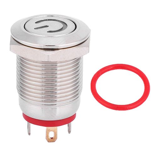 Interrupteur a bouton-poussoir metallique 12 mm sans verrouillage et interrupteur a LED rouge a reinitialisation automatique (12 V)