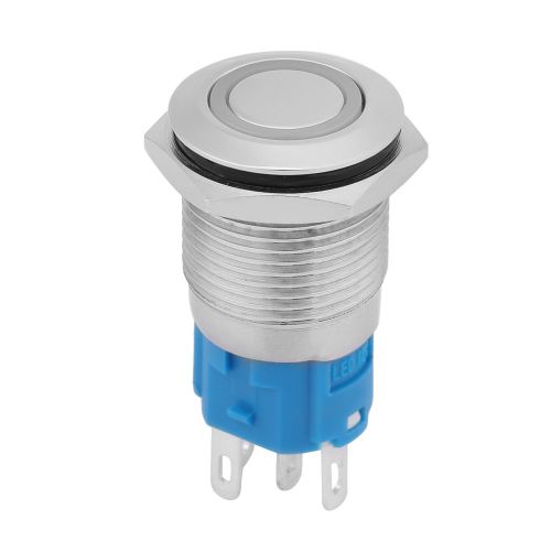 Interrupteur a bouton-poussoir metallique autobloquant a anneau plat de 16 mm avec eclairage LED 12 V (n 2)