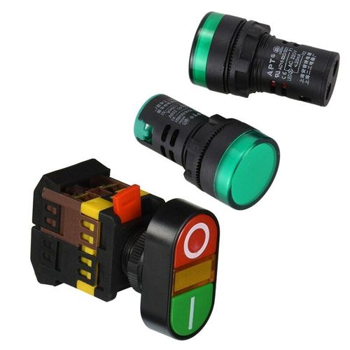 Interrupteur  Bouton-Poussoir Momentan, 1x600v 10a Ac, On/Off, Avec Lumire Non 220v Et 2 Pcs Indicateur D'alimentation Led Vert Ac 220v