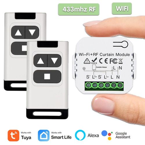 Interrupteur  Rideau Wifi Rf Smart Life,Module De Volet Roulant,metteur Rf 433mhz,Stores Tlcommands,Porte De Garage Alexa - Type 1-Cs 2-R