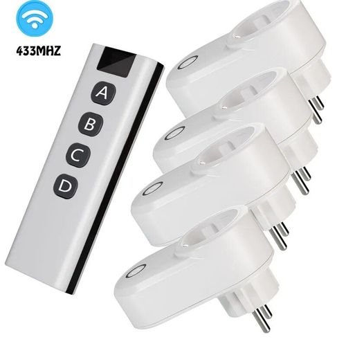 Interrupteur  Tlcommande Sans Fil Prise lectrique Prise Murale Intelligente Ue Et metteur 433mhz 220v 15a Prise Pour Led/Lumire/Lampe - Type 4r 1b-4