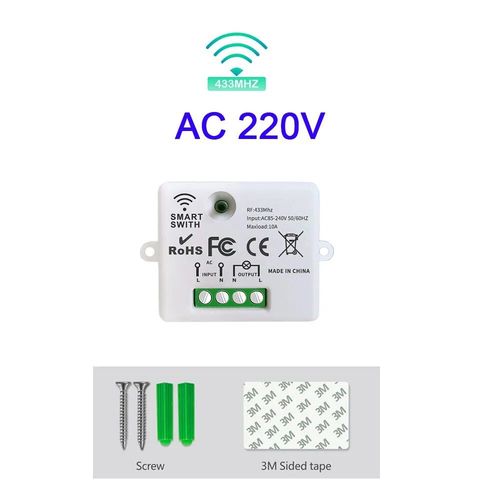 Interrupteur  tlcommande sans fil RF 433MHz,Mini rcepteur relais ON/OFF,transmetteur pour ventilateur d'ampoule Led,AC 110/220V - Type 1 Receiver