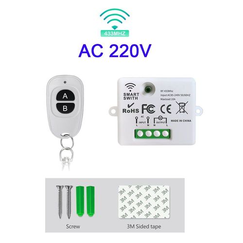 Interrupteur  tlcommande sans fil RF 433MHz,Mini rcepteur relais ON/OFF,transmetteur pour ventilateur d'ampoule Led,AC 110/220V - Type 1 Remote 1 Receiver