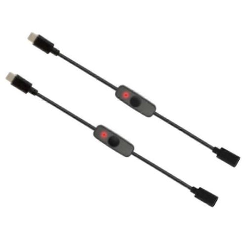 Interrupteur dalimentation USB Type C avec voyant lumineux Cble dextension USB-C mle  femelle Commutateur pour Raspberry Pi 4B 2Pcs