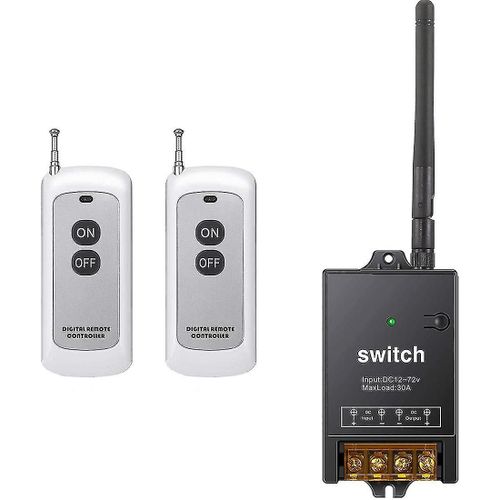 Interrupteur de tlcommande, relais dc 12v / 24v / 48v / 72v 40a, commutateur rf sans fil avec tlcommande longue porte de 984 pieds