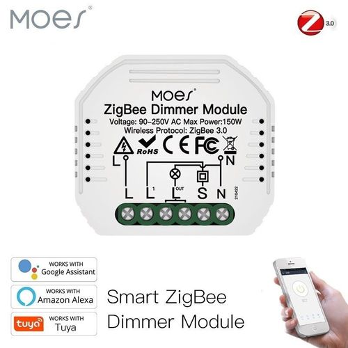 Interrupteur Lumineux Intelligent Tuya Zigbee 3.0,Module Relais,1/2/3 Gangs,Commande Via Application Tuya Smart Life,Fonctionne Avec Alexa Google Home Yandex - Type 1 Gang Dimmer Switch #A