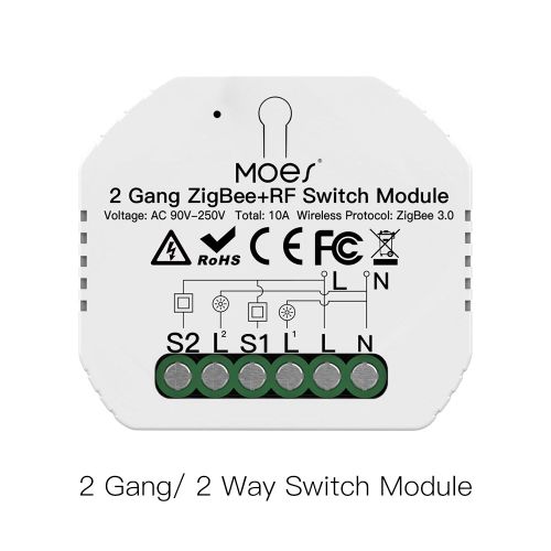 Interrupteur Lumineux Intelligent Tuya Zigbee 3.0,Module Relais,1/2/3 Gangs,Commande Via Application Tuya Smart Life,Fonctionne Avec Alexa Google Home Yandex - Type 2 Gang Switch #B