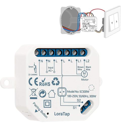 Interrupteur Module Volet Roulant Connect,Commutateur Rideau Stores Wifi,Compatible Avec Alexa Google Home Pour Commande Vocale,Minuterie Intelligent Moteur Mural