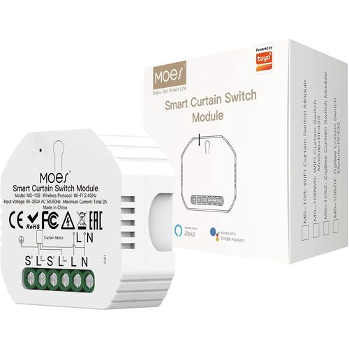 Interrupteur Module Volet Roulant Connect,Commutateur Rideau Stores WiFi,Compatible avec Alexa Google Home Smart Life Tuya pour Commande Vocale,Intelligent Relais Domotique