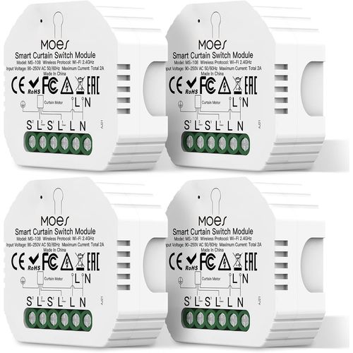 Interrupteur Module Volet Roulant Connect, Commutateur Rideau Stores Wifi, Compatible Avec Alexa Google Home Smart Life Tuya Pour Commande Vocale, Intelligent Relais Domotique, 4P[MAT790723]
