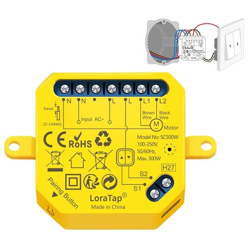 Interrupteur Module Volet Roulant Connect WiFi,Commutateur Rideau Stores Sans Fil,Compatible avec Alexa Google Home pour Commande Vocale,Intelligent Moteur Mural