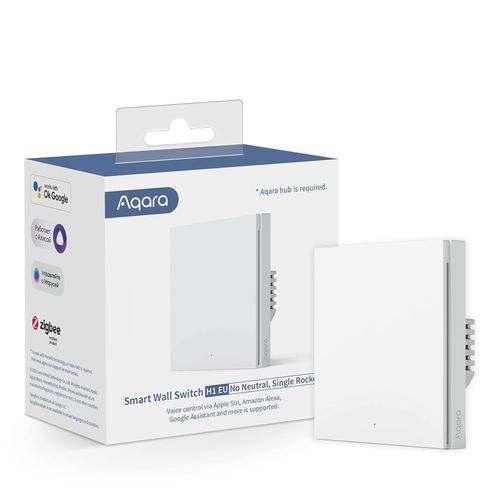 Interrupteur Mural Intelligent H1 Eu (Un Seul Bouton,Sans Neutre),Ncessite Aqara Hub,De L'interrupteur  Tlcommande,Est Compatible Avec Alexa,Homekit,Google Assistant,Ifttt