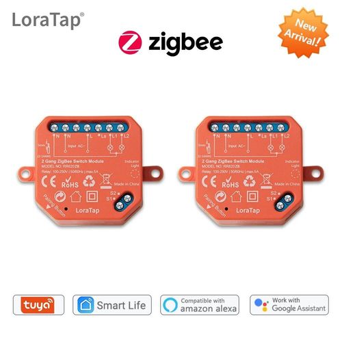 Interrupteur Tuya Smart Life Zigbee 2 Boutons Module Relais clairage Google Home Assistant Alexa Echo App Tlcommande Minuterie - Type 2pcs