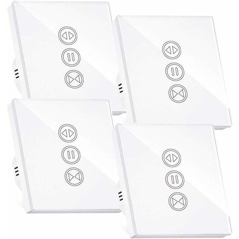 Interrupteur Volet Roulant Connecte, Interrupteur Volet Roulant Wifi,Compatible Avec Alexa/Google Home, Interupteur Connecte Tactile Retro Eclairage Peut Eteindre Led Timer App Controle,4pcs Goodnice