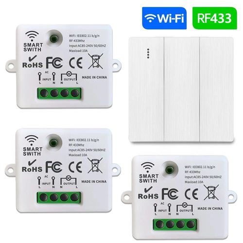Interrupteur Wifi intelligent Tuya,Module relais on/Off,rcepteur AC 220V,433mhz RF,tlcommande sans fil pour ventilateur lumineux Led Alexa - Type SET 8