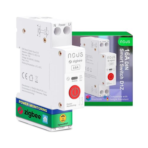 Interrupteur Zigbee Din, 16A Interrupteur Intelligent Avec Surveillance nergtique, Compatible Avec Zigbee2Mqtt, Home Assistant, Alexa Et Google Home, Contrle Des Applications, C[MAT790873]