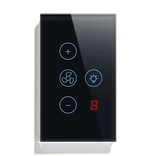 Interrupteurs d'clairage intelligents WiFi,ventilateur,panneau en verre,interrupteur d'alimentation,application Homekit,minuterie,vitesse,tlcommande par Alexa,Echo,Google Hom - Type WLS032-Black