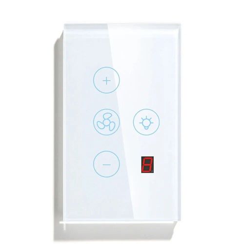 Interrupteurs d'clairage intelligents WiFi,ventilateur,panneau en verre,interrupteur d'alimentation,application Homekit,minuterie,vitesse,tlcommande par Alexa,Echo,Google Hom - Type WLS032-White