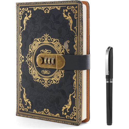 Intime Avec Cadenas, Carnet De Notes A5 Avec Stylo, Intime En Cuir Avec Code, Vintage, Carnet Secret Avec Serrure  Combinaison, Pour Femmes, Hommes, Filles, Adolescents (14,8 X