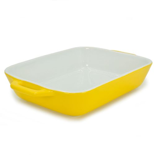 Intirilife Plat  Four Multifonctionnel En Porcelaine Jaune De 26 X 17 X 5 Cm - Pour Une Utilisation Quotidienne Dans La Cuisine, Que Ce Soit  La Maison, Au Restaurant,  L'htel Ou Pour Une Fte.
