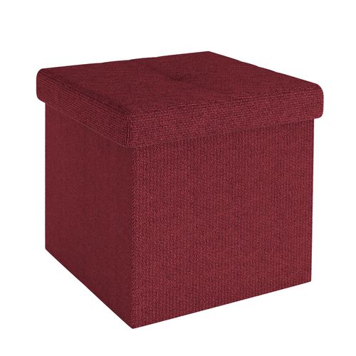 Intirilife Pouf Pliable 30x30x30 Cm En Rouge Grenat - Sige En Cube Avec Espace De Rangement Et Housse En Tissu Avec Creux - Sige En Cube Repose-Pieds Coffre De Rangement Pouf Coffre