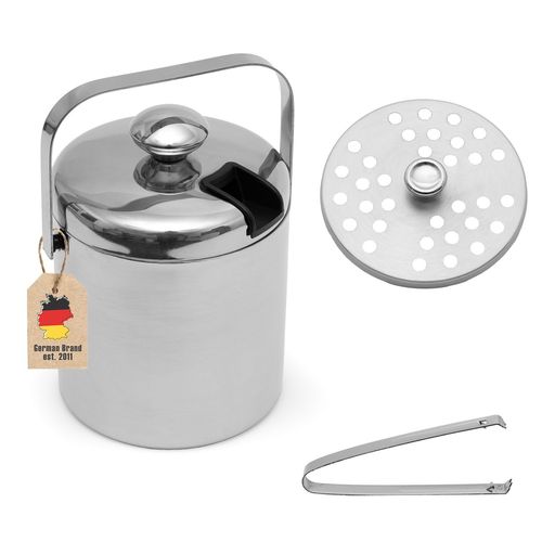 Intirilife Set De 4 Seaux  Glace De 1.3 L En Acier Inoxydable Avec Pince Et Couvercle, Isols,  Double Paroi - Conteneur De Glaons Pour Refroidir Le Champagne, La Bire, Les Boissons Gazeuses, Etc