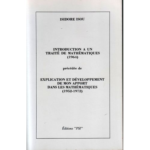 Introduction  Un Trait De Mathmatiques (1964)   de Isidore Isou  Format Broch 