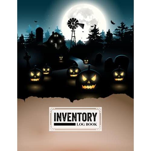 Inventory Log Book: Inventory List Notebook Halloween Cover, Large Inventory Log Book - 120 Pages, Size 8.5