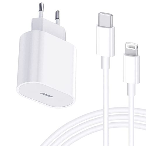 Iphone Chargeur Rapide Usb-C 20w Portable Type C Prise Secteur Mural Rapide Pd Chargeur Et 2m Cbles Lightning Pour Iphone 14/14 Plus/14 Pro/14 Pro Max/13/12/11/S/Se/X/Xr, Airpods