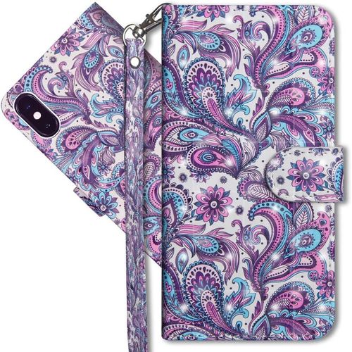 Iphone Xs Max tui  Rabat 3d Dsign Portefeuille Housse Magntique Fonction Stand Porte Carte Pu Cuir Protection Coque Pour Apple Iphone Xs Max 2018. Yx 3d - Peacock Flower
