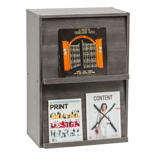 Iris Ohyama, Meuble De Rangement Avec Tiroirs, Style Industriel, Bureau, Salon, Chambre - Mdb-2d, L 36,6 X P 29 X H 49,4 Cm, Chne Noir